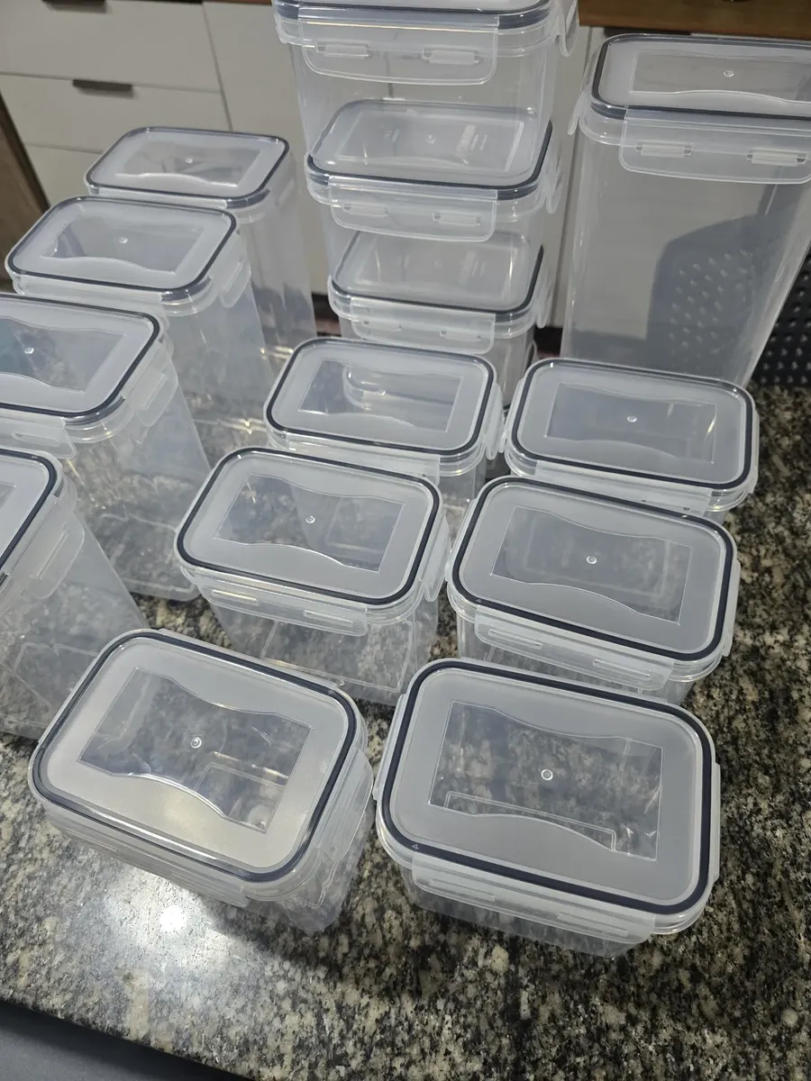 Kit 15 Potes Hermético Cadencia Mantimentos Quadrado Cozinha Branco Rishon 22,4 Litros