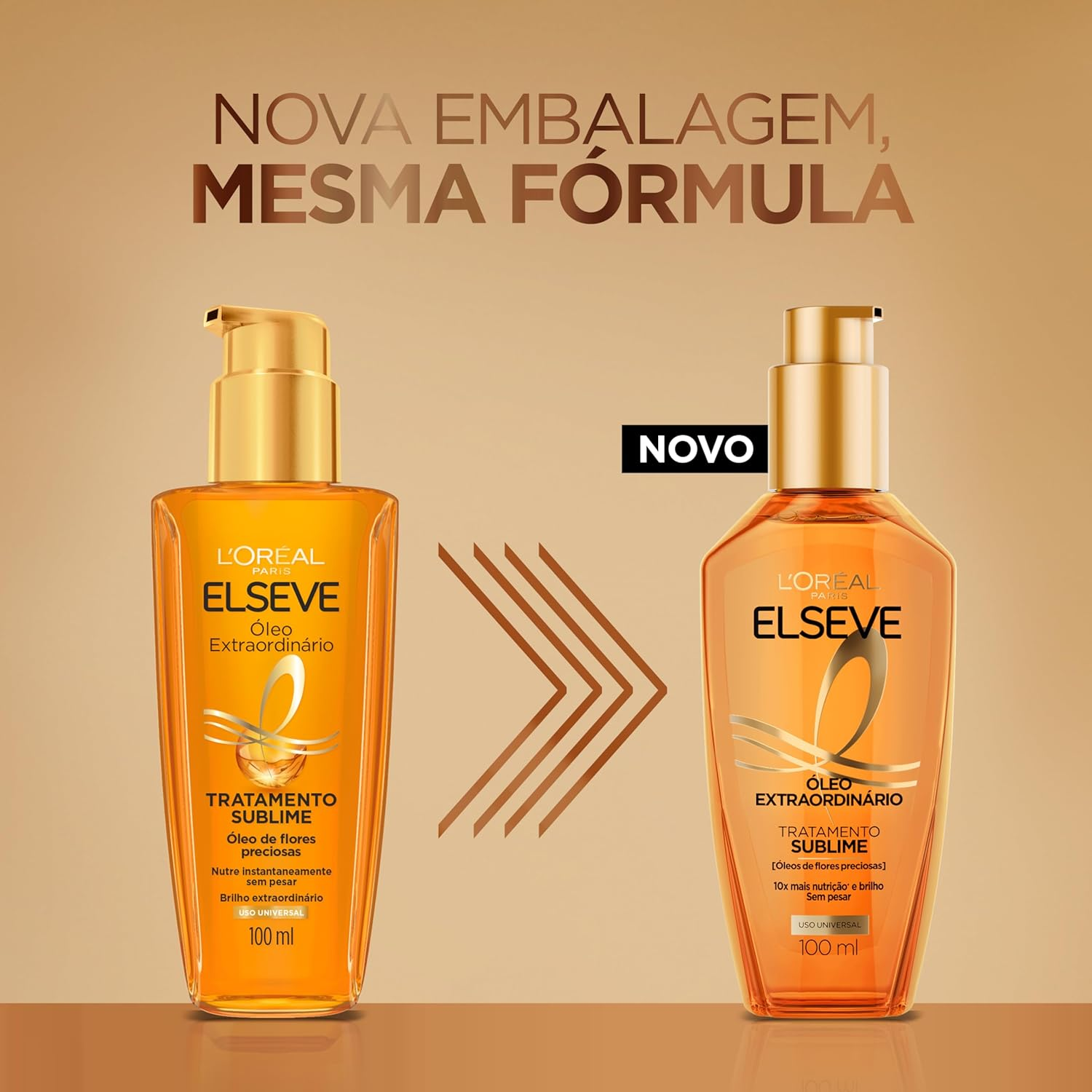 L'Oréal Paris Elseve Óleo Extraordinário Finalizador Capilar, Nutrição Profunda com 6 Óleos Preciosos, Anti-Frizz, Proteção Térmica até 230°C, Brilho Intenso para Todos os Tipos de Cabelo, 100ml