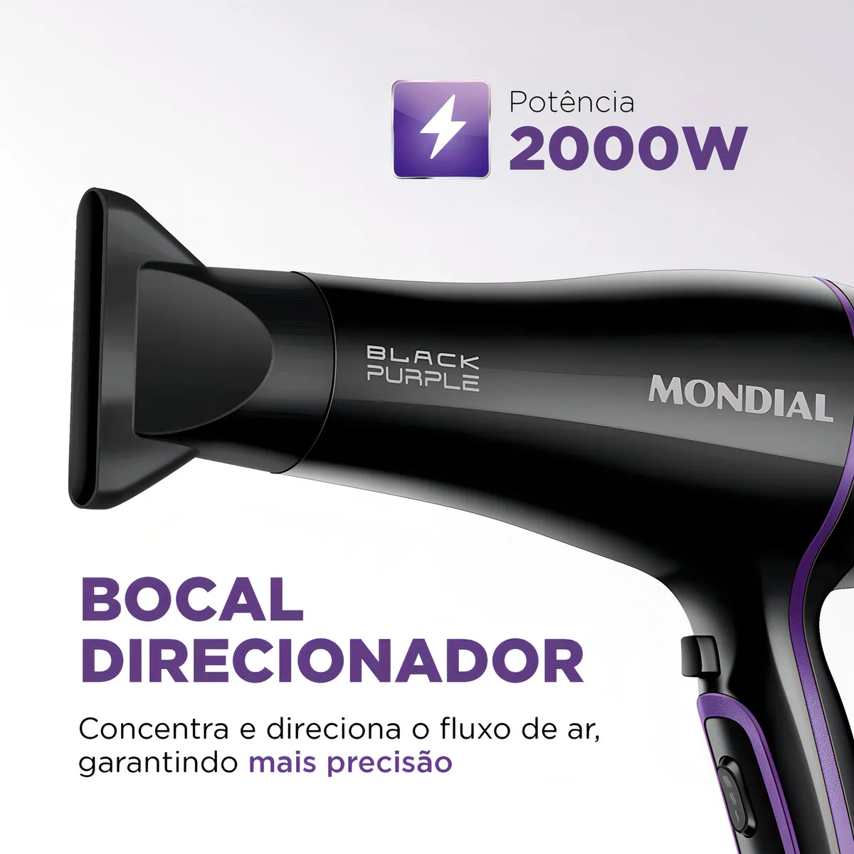 Secador De Cabelos Black Purple SCN-01 2000W Preto Mondial