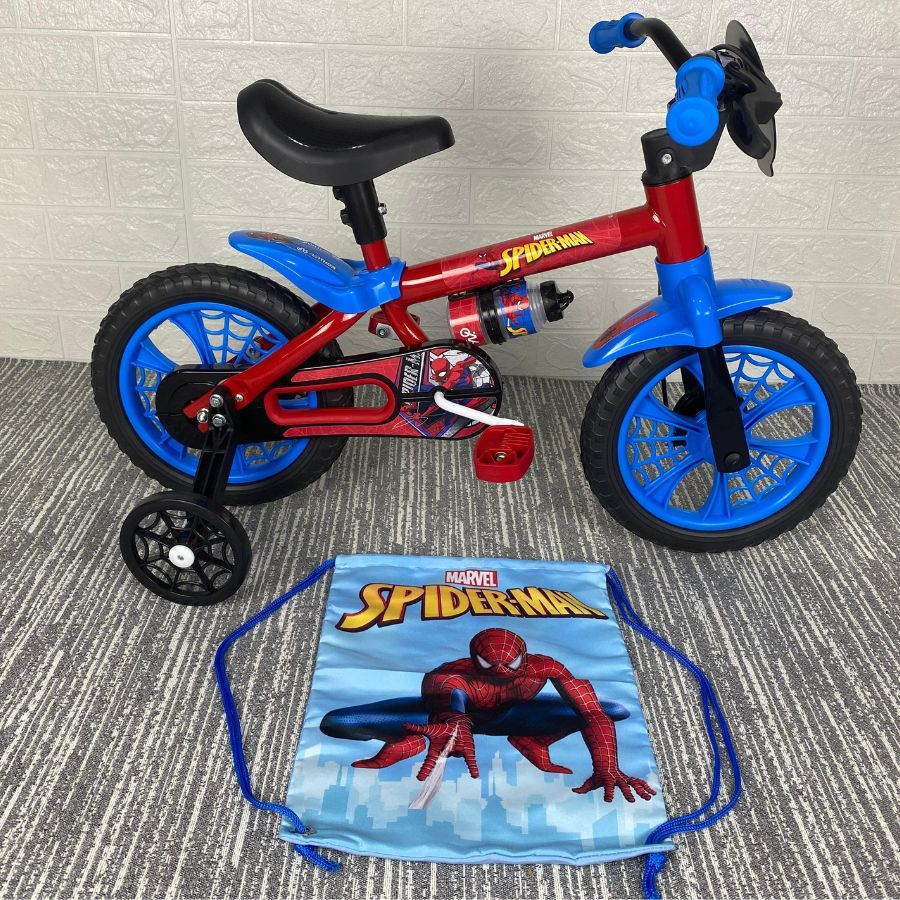 Bicicleta Infantil Aro 12 Nathor SpiderMan Rodinhas Freio Tambor HomemAranha - Bicicleta Infantil - Magazine Promosam