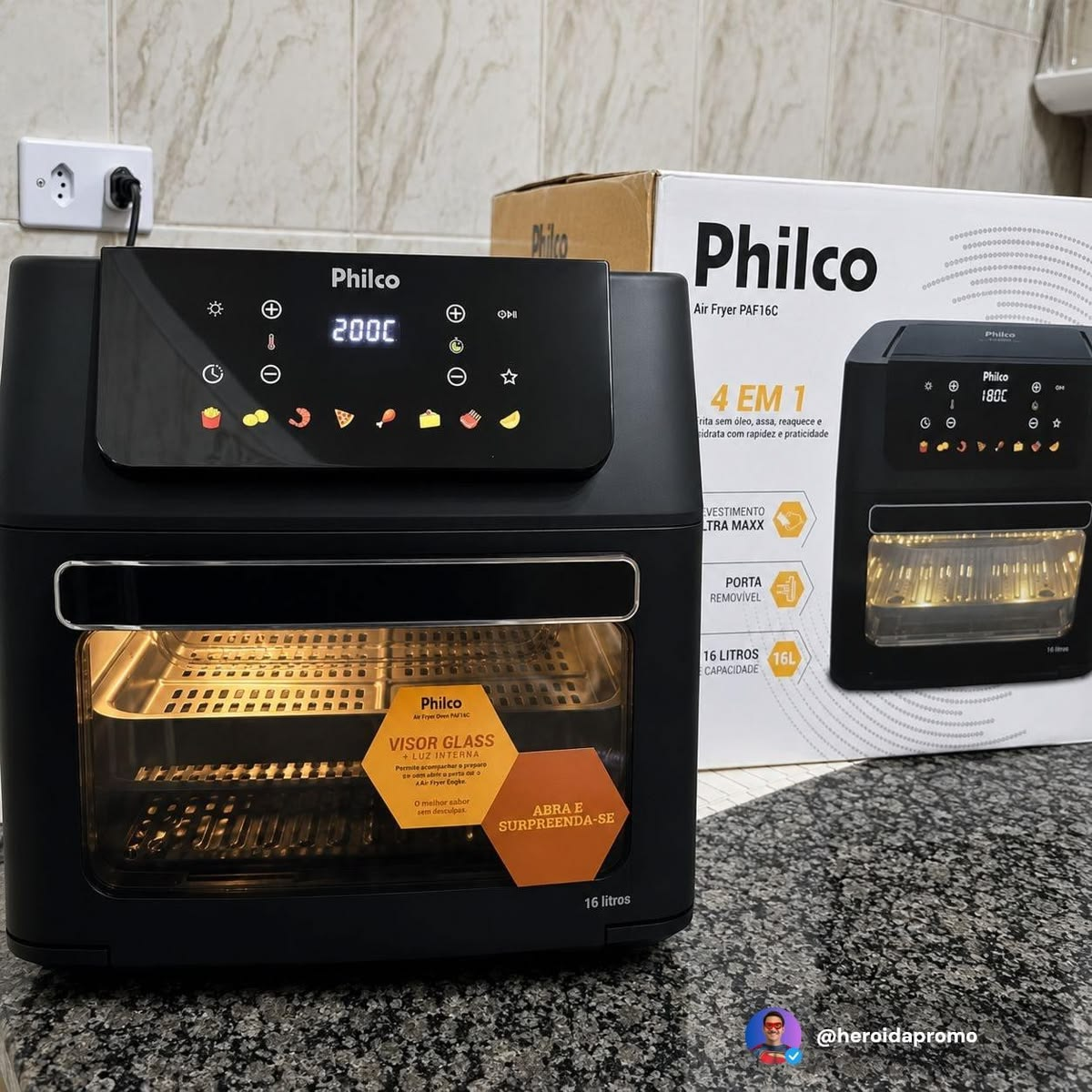 Air Fryer Philco 6,5L Visor Glass e Redstone 1700W PAF65A