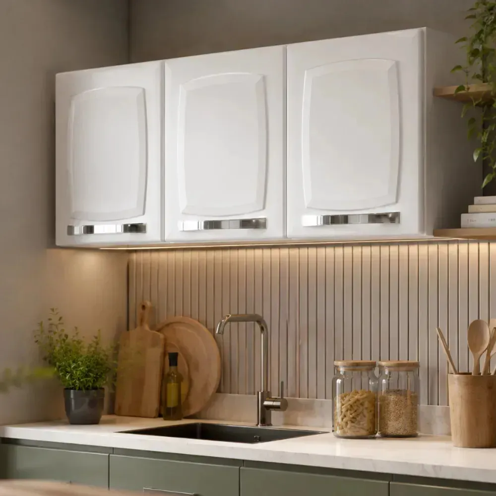 Armário Aéreo de Cozinha Branco Itatiaia 3 Portas Rose
