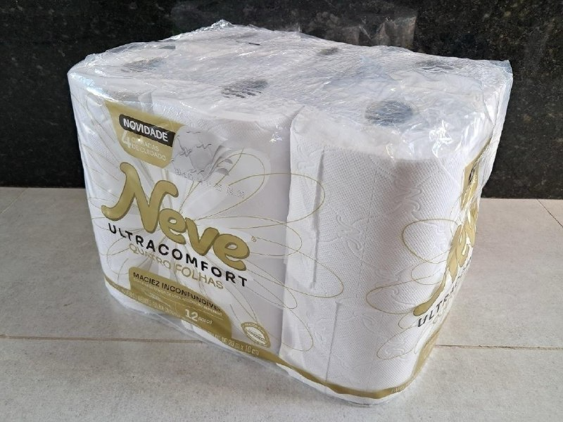 Neve Papel Higiênico Ultracomfort, Folha Quádrupla, 20m, 12 rolos