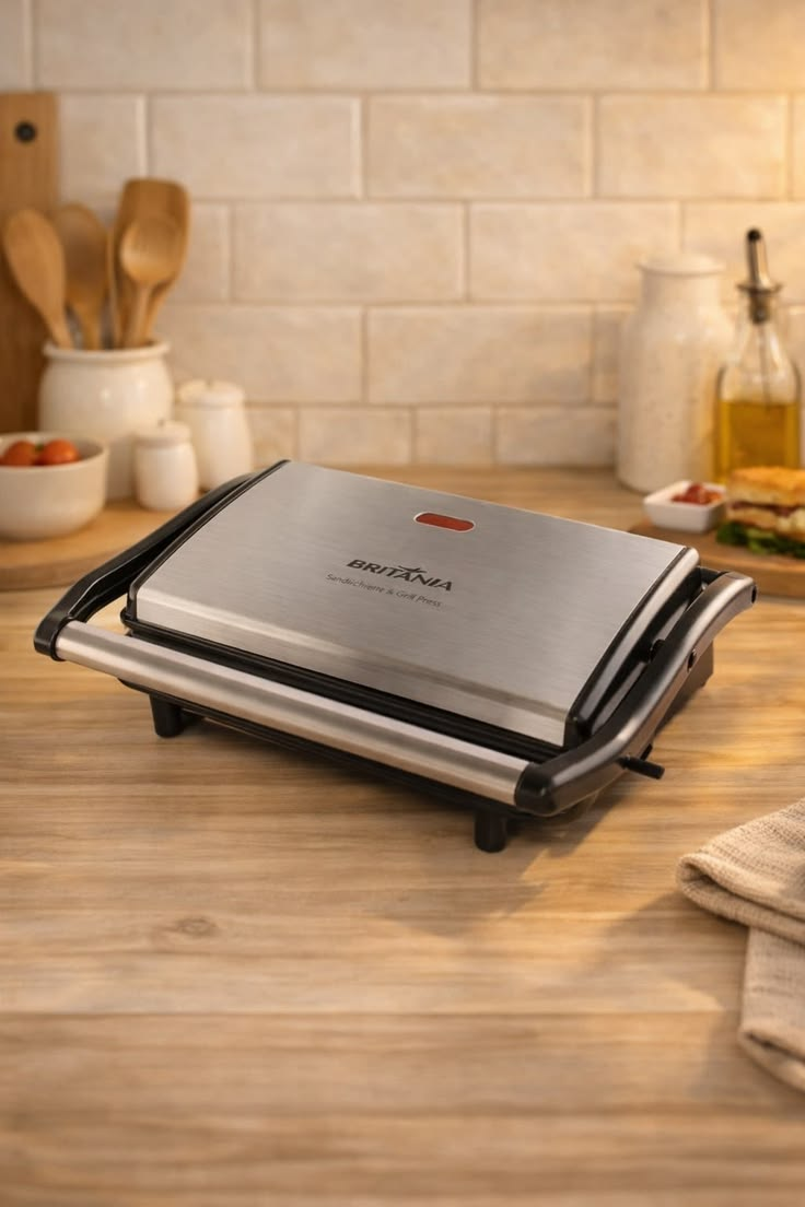 Sanduicheira e Grill Britânia 2 em 1 Bgr27i de 850W com Trava Inox
