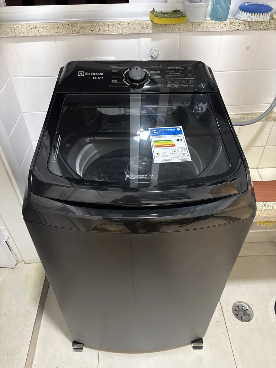Máquina De Lavar Electrolux 14,5kg Cesto Inox Lep15 Preto
