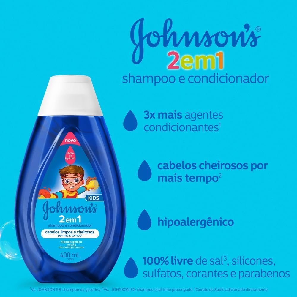 Johnson's Shampoo e Condicionador Infantil 2 em 1, 400ml