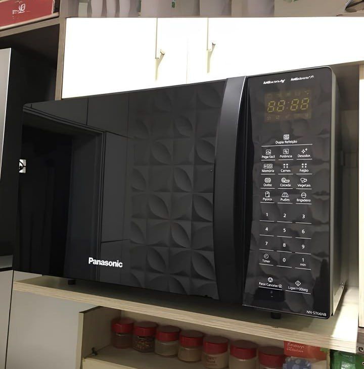 Microondas Panasonic Nn-st66nbru Black Glass 34L Dupla Refeição