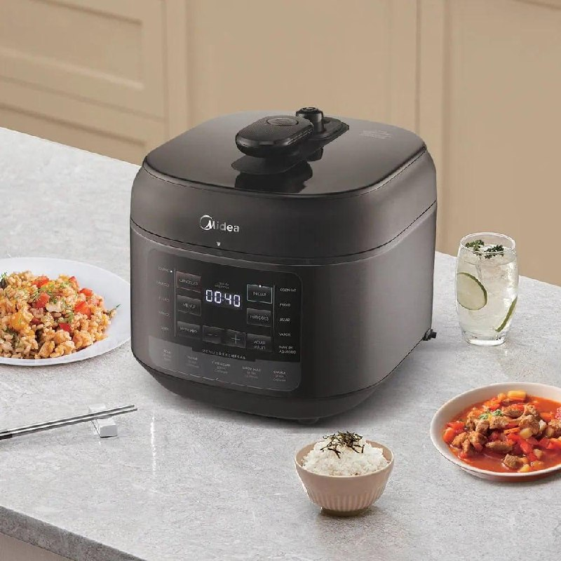 Panela De Pressão Elétrica 5l Nutripro Preta Midea Cor Preto