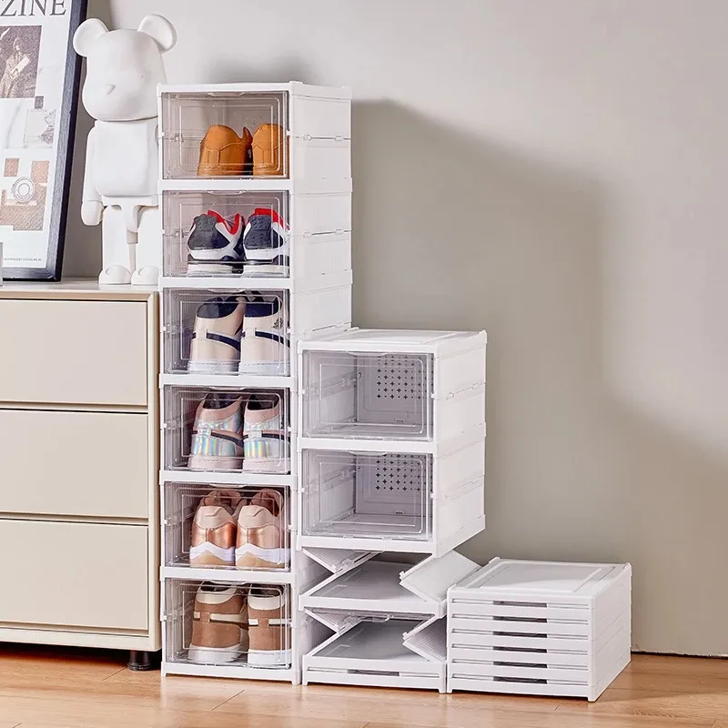 Sapateira Dobrável de Plástico com 6 Prateleiras Para 12 Pares – Branco