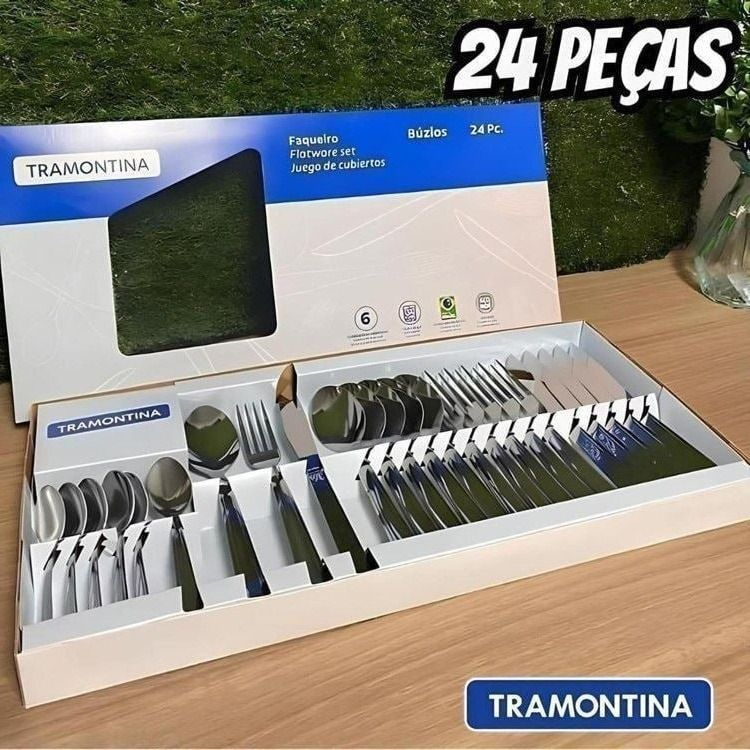 Faqueiro Tramontina Búzios Em Aço Inox Com Detalhe 24 Peças