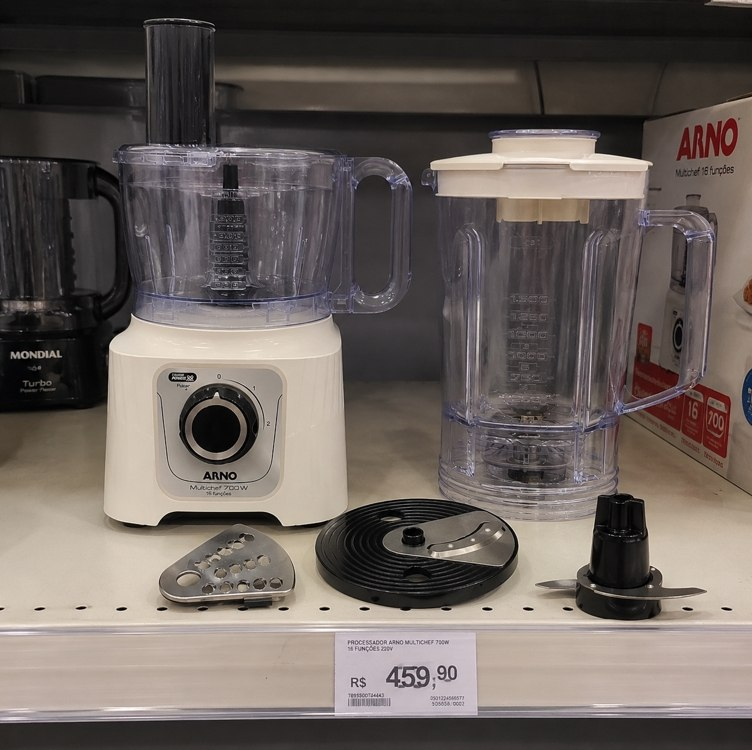 Multiprocessador Arno Multichef 700W MP62, com 16 Funções, Marfim, 4 Acessórios, 2 Velocidades, Liquidificador 3,1L e Espremedor de Frutas, 220V