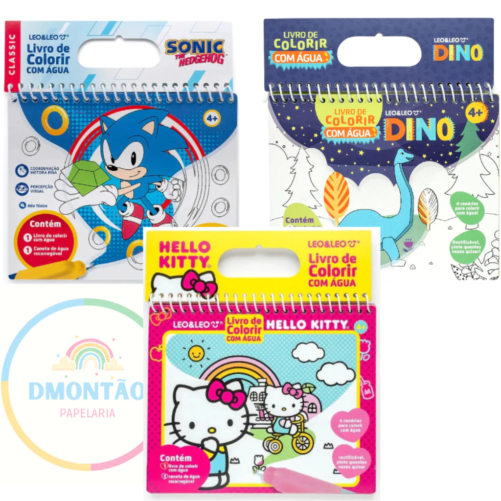 LIVRO DE COLORIR COM ÁGUA DINO - OPPBAG C/ 1 UND 4 PÁGINAS + PINCEL - LEO&LEO | Shopee Brasil