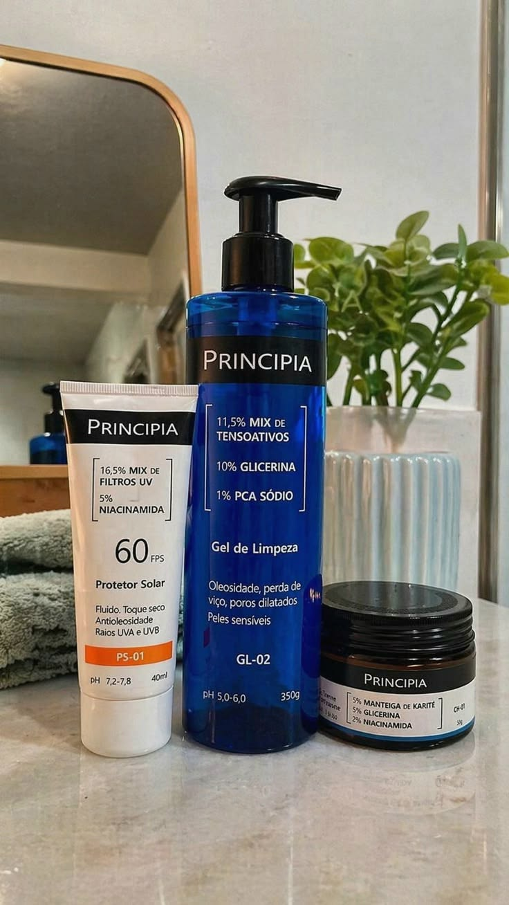 Principia Kit Peles Sensíveis c/ Gel de Limpeza Gl-02 + Creme Hidratante CH-01 + Protetor Solar PS-01 FPS 60 | Shopee Brasil