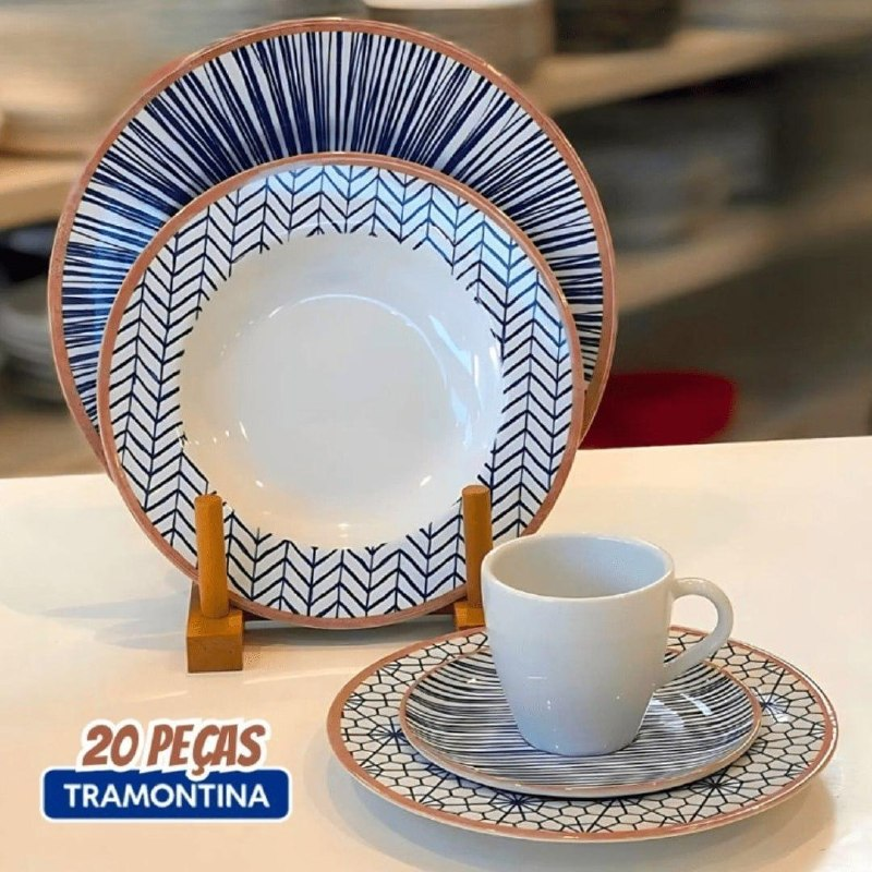 Aparelho de Jantar Tramontina Abstratta 20 Peças Cor Branco Liso