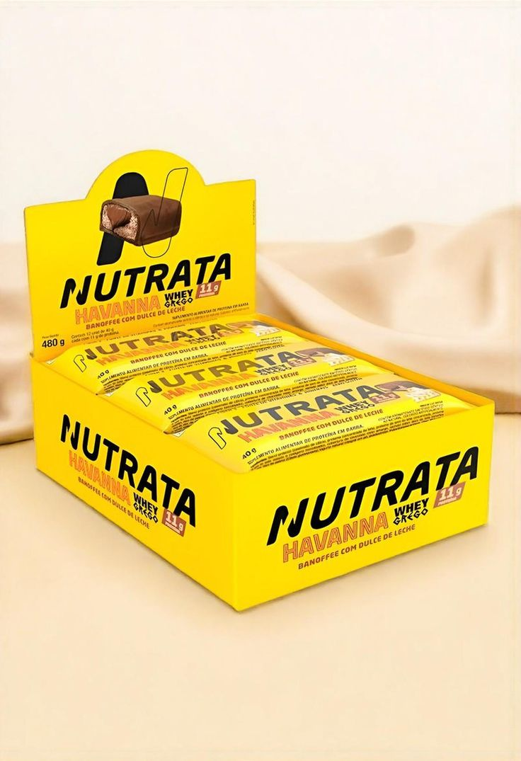 Whey Grego Bar Havanna Caixa 12 Unidades - Nutrata Sabor Banoffee Com Doce De Leite