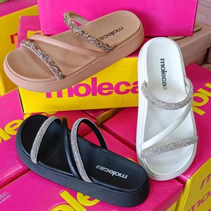 Papete Moleca Feminina Confortável Brilho Flatform Eva