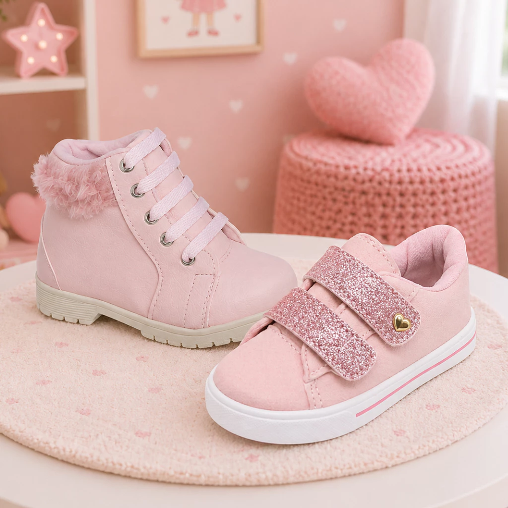 Combo 2 Pares Menina Tênis Bota Confortável Moda Infantil Estiloso Casual | Shopee Brasil