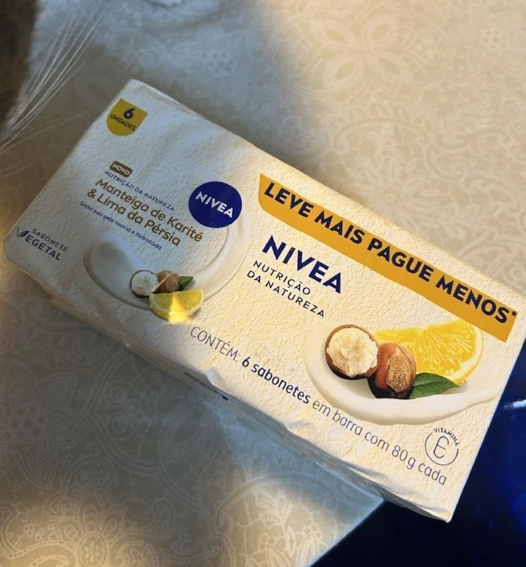 NIVEA Sabonete Vegetal Nutrição Da Natureza Manteiga De Karité & Lima Da Pérsia 80g (6 un.), Limpeza Delicada, Banho, Pele Macia e Hidratada, Fórmula Natural