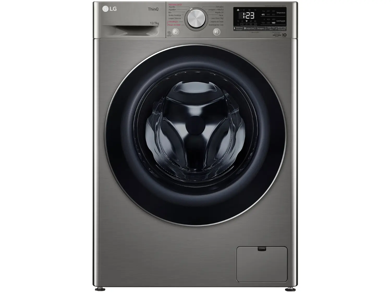 Lava e Seca LG 12kg Smart VC4 CV5012PC4 com Inteligência Artificial Água Quente e Fria Prata - Lava e Seca - Magazine Promosam