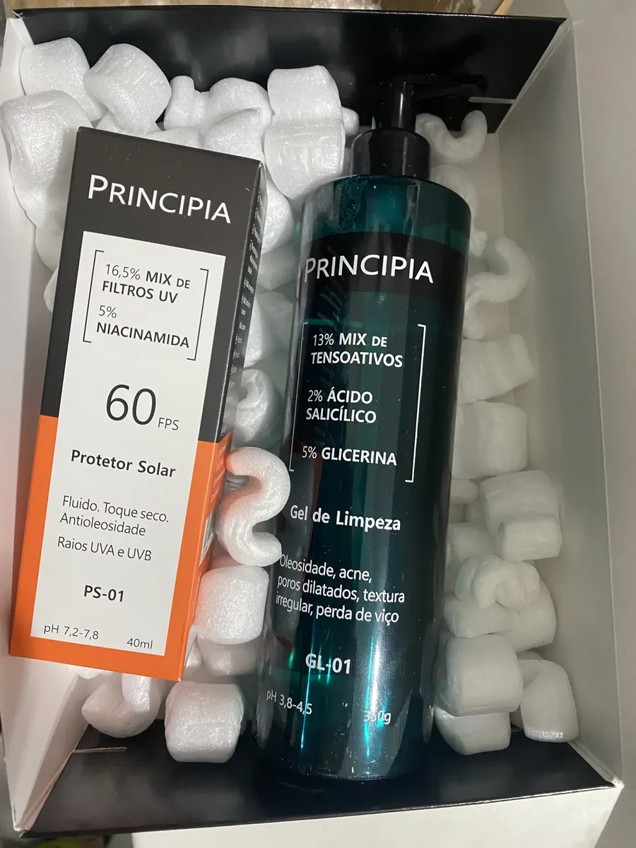 Principia Kit Gel de Limpeza GL-01 + Protetor Solar Facial PS-01 FPS 60