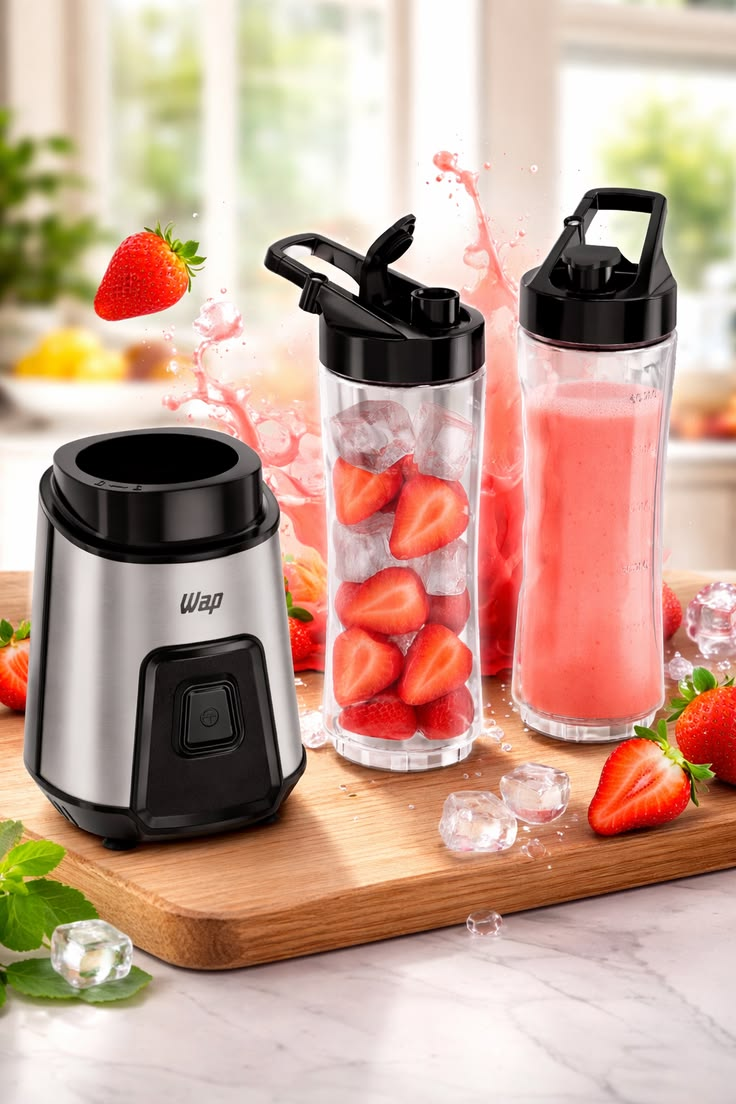 WAP Mini Liquidificador Portátil Blender Go 300W Com 2 Copos Squeeze Tampa e Alça 127V