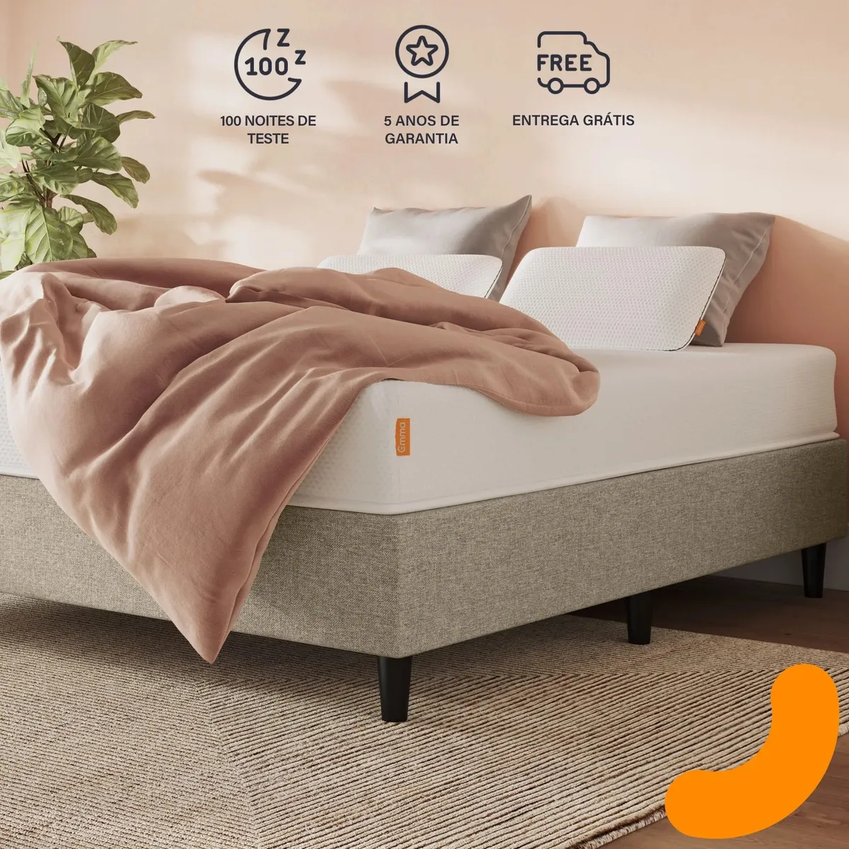 Colchão Casal Emma Basics 17 – 138x188cm - Espuma D28 17cm com Tecnologia Alemã, Embalado à Vácuo, Firmeza Ideal, Suporte Confortável
