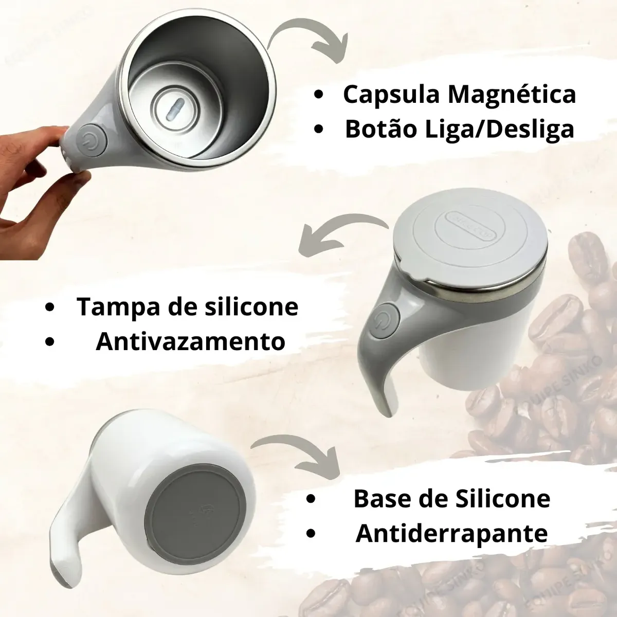 Caneca Térmica Copo Magnética Misturador Mixer Café 380ml
