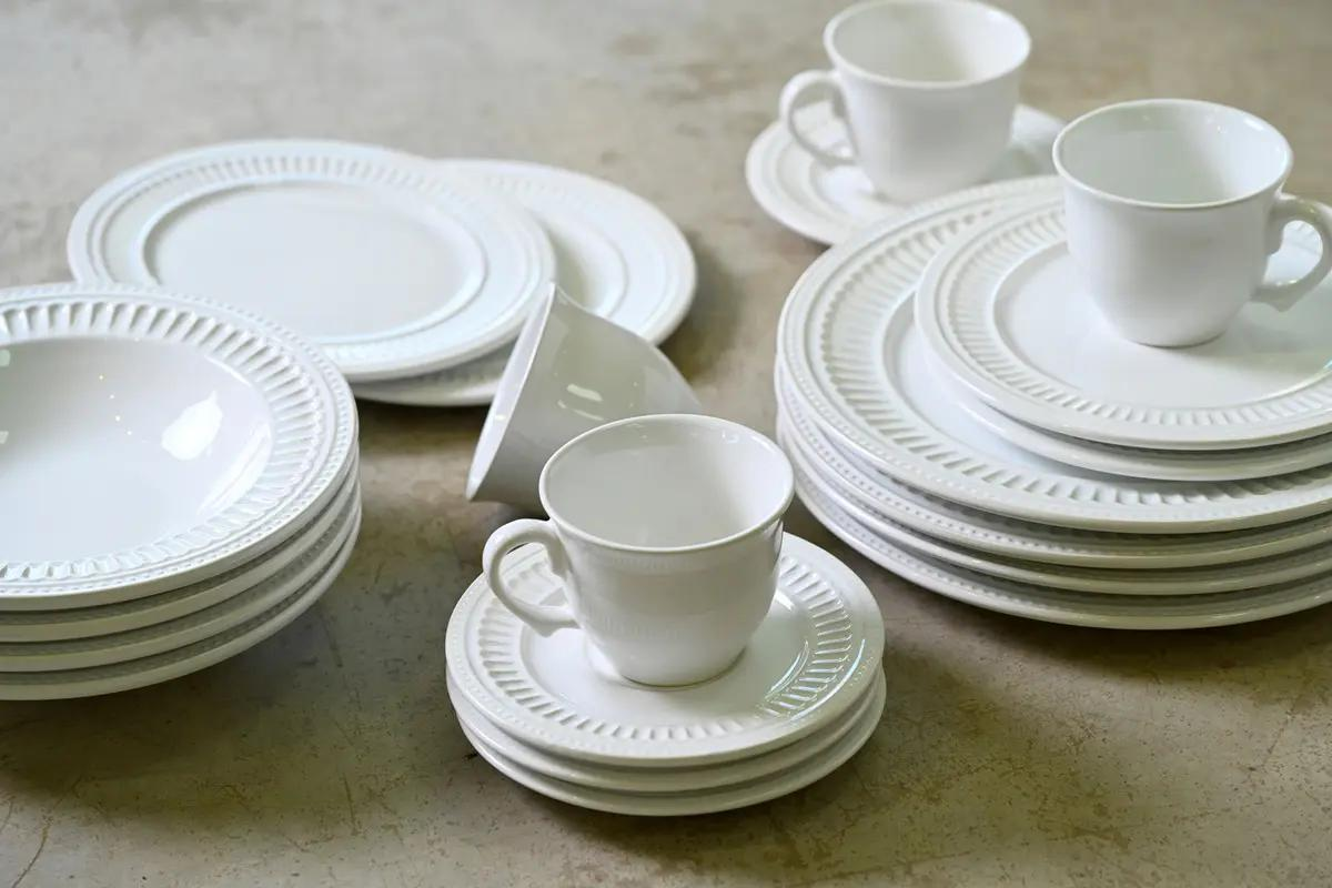 Aparelho de Jantar 20 peças Branco Poppy de Cerâmica - Scalla Cerâmica