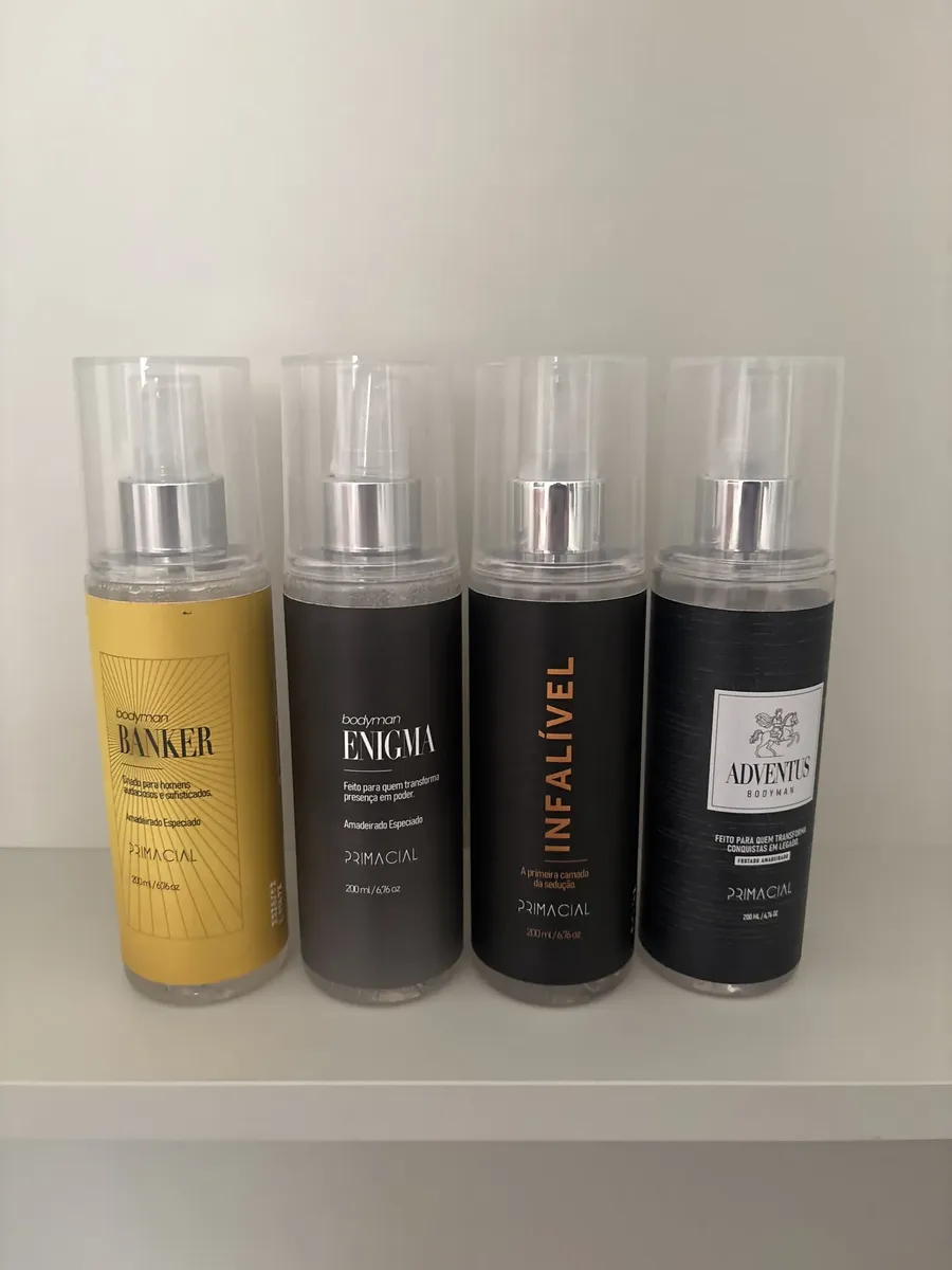 KIT BODY SPLASH MASCULINO INFALIVEL + ENIGMA + BANKER + ADVENTUS 200ML - PRIMACIAL PERFUME AMADEIRADO