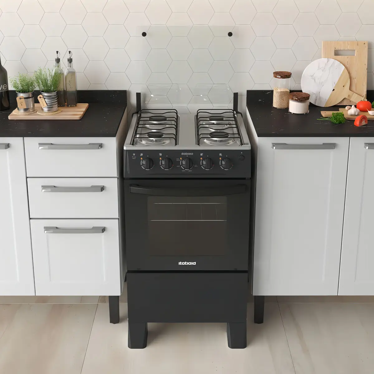 Fogão Itatiaia Star New 4 Bocas Mesa Inox Forno 48l-bivolt