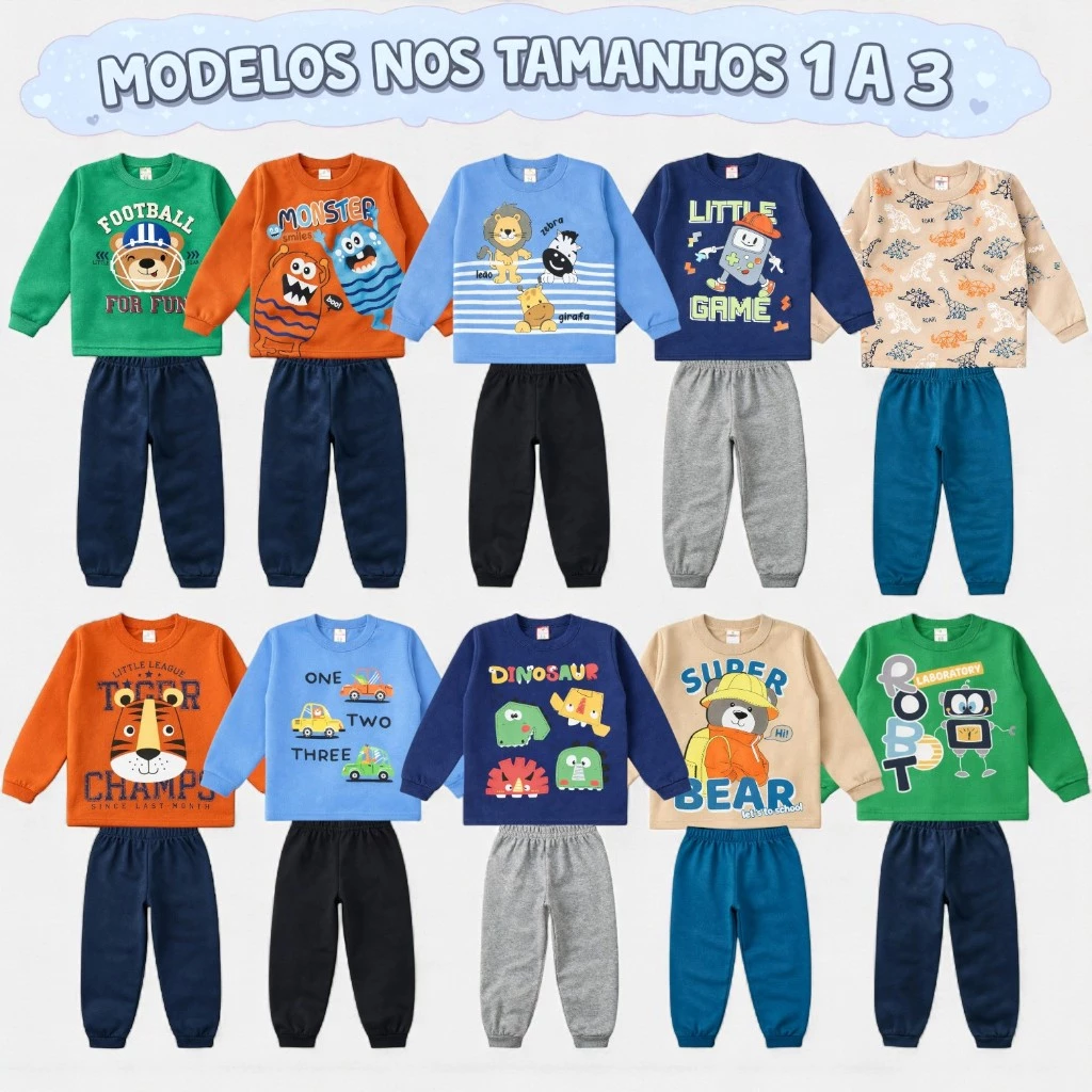 Lote 8 Peças Moletom Masculino Infantil Inverno Conjunto Menino 1 a 8 | Shopee Brasil