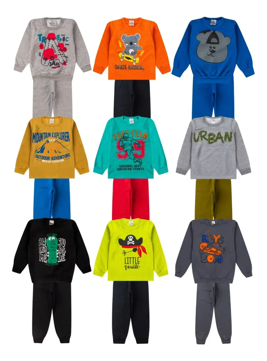 Kit 6 Peças Moletom Menino Conjunto Infantil Roupa Inverno