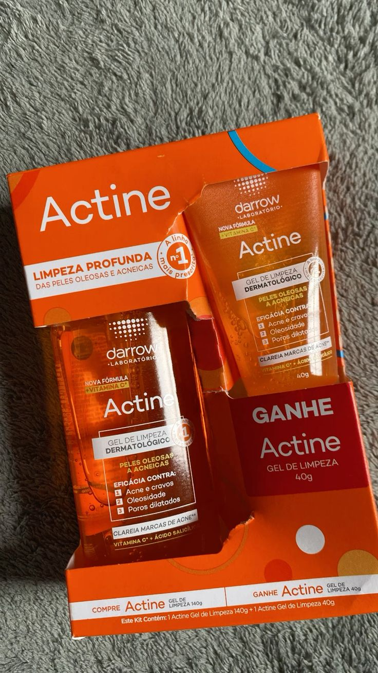 Kit Gel de Limpeza Facial Actine Pele Acneica 140g + 40g