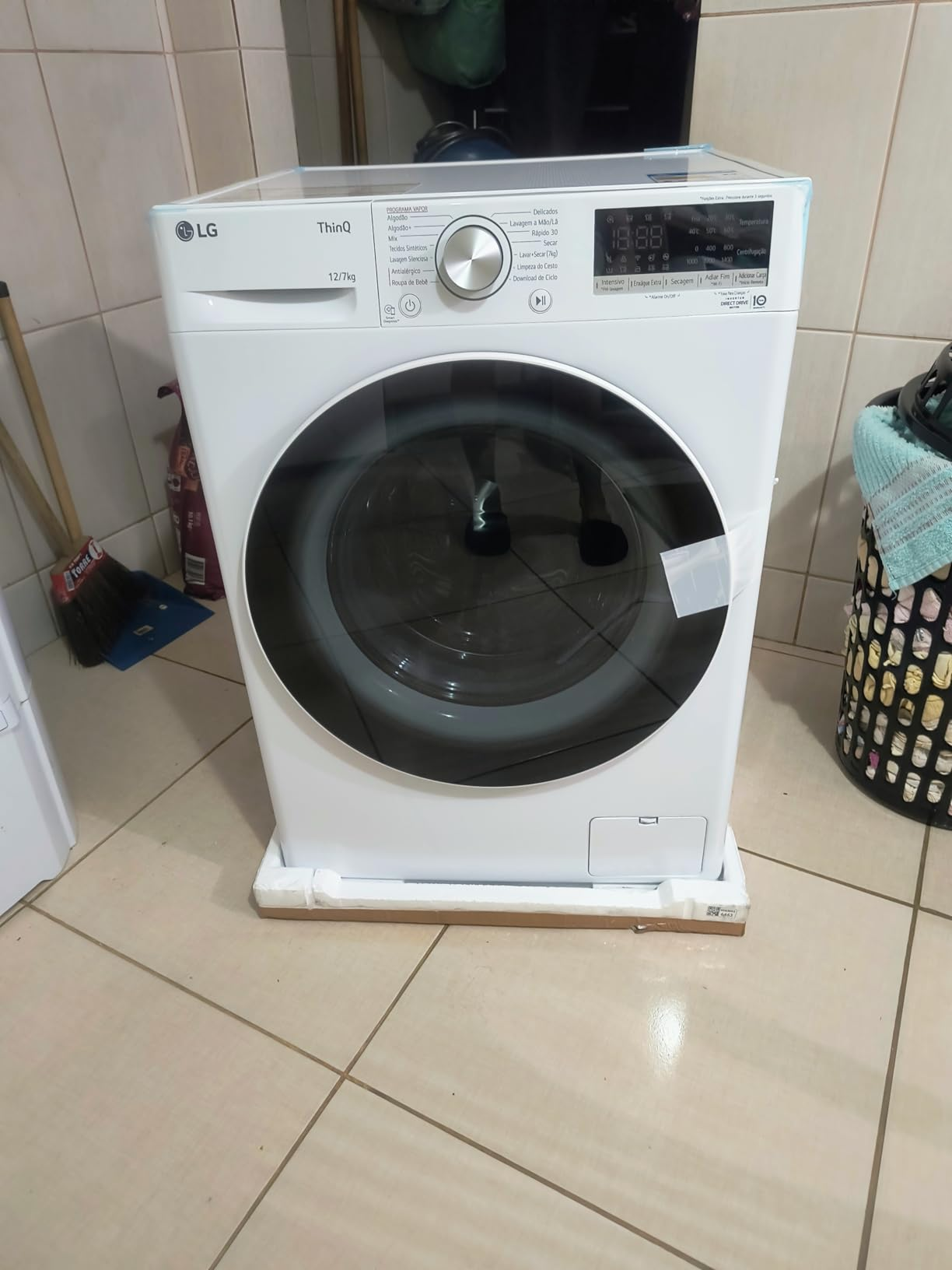 Lava e Seca LG 12Kg Smart com Inteligência Artificial AIDD Branca VC4 CV5012WC4-127 Volts