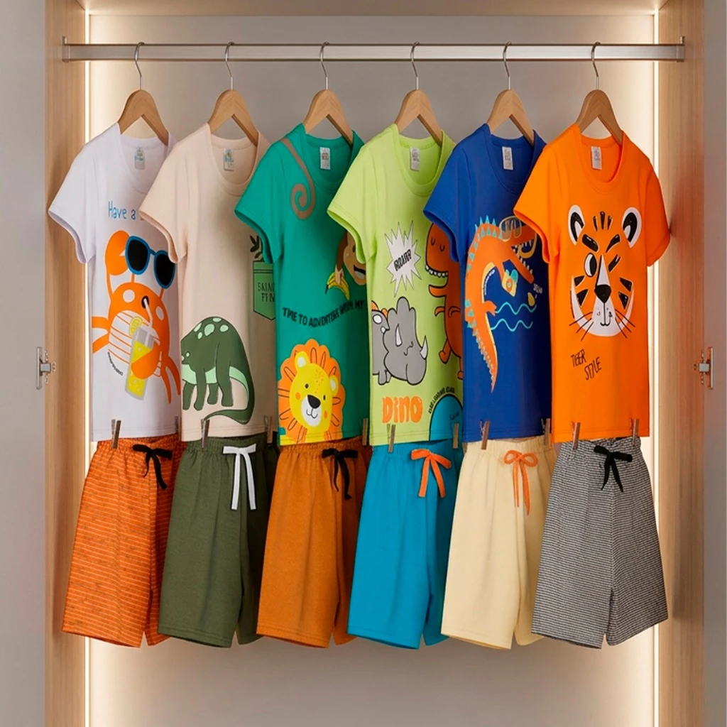 Kit Sortido 10 ou 4 Peças de Roupas Infantil Menino- 5 Camisetas + 5 Bermudas - Kit 5 Conjuntos de Roupa Verão Masculino | Shopee Brasil
