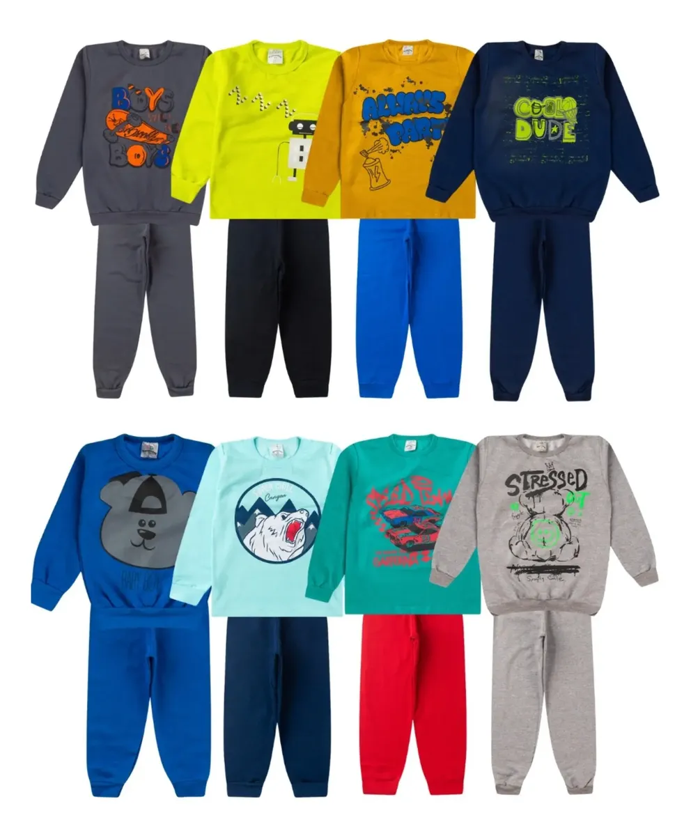 Kit Inverno 8 Peças Meninos Moletom Promoção Infantil 1 Ao 8