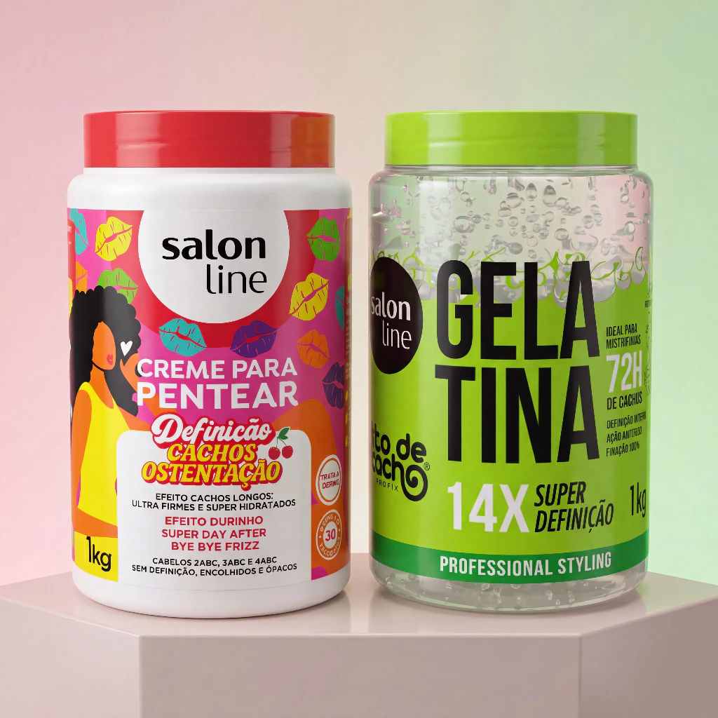 Kit Creme para Pentear Cachos Ostentação + Gelatina Super Definição 1kg | Shopee Brasil