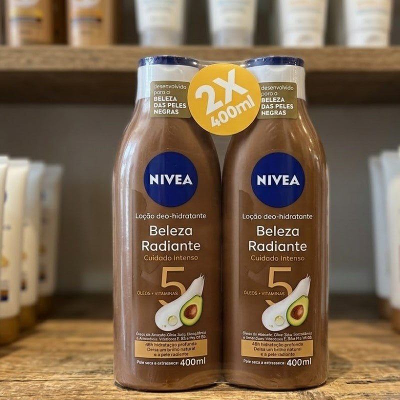 Kit Loção Deo Hidratante Beleza Radiante Cuidado Intenso 2 undiades com 400ml cada Nivea
