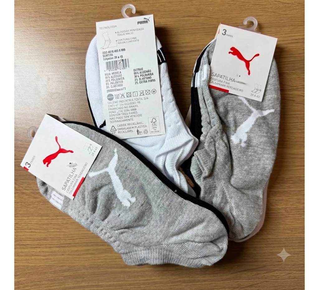 Kit 9 Pares Meias Puma Sapatilha Soquete Invisível Original