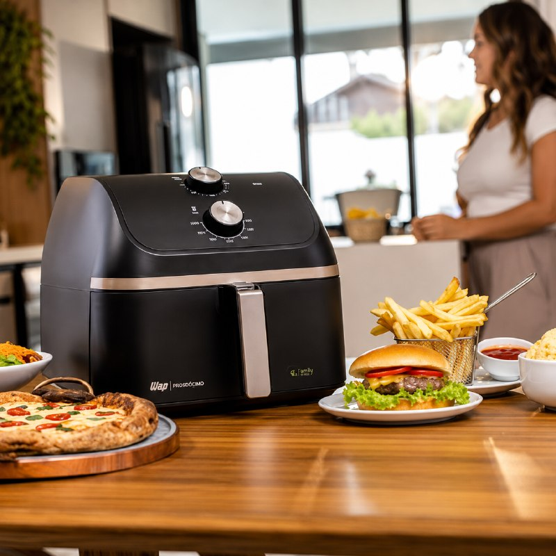 WAP Fritadeira Air Fryer MEGA FAMILY 9 Litros com Cesto Amplo e Circulação de Ar 360°, Timer Sonoro 1900W 127V