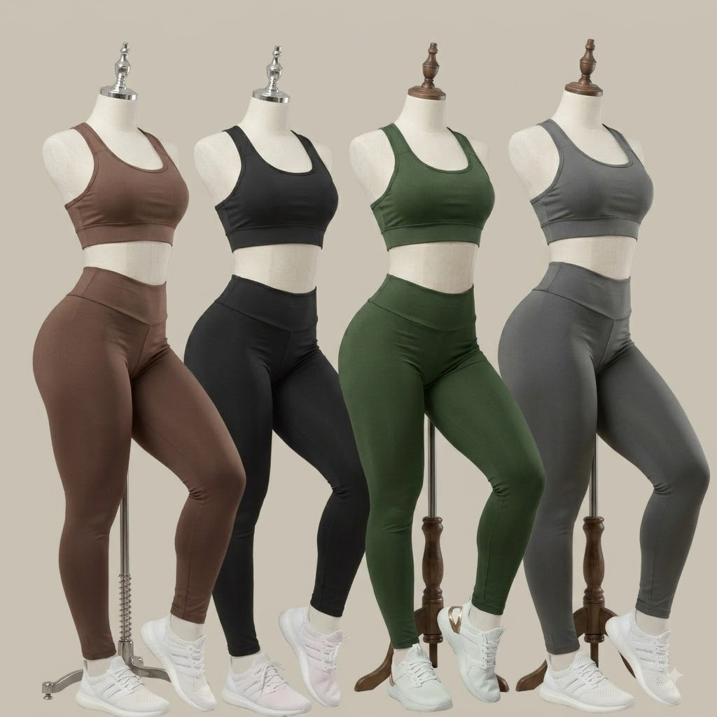 Kit 4 Conjuntos Calça Leg E Top Roupas Femininas De Academia