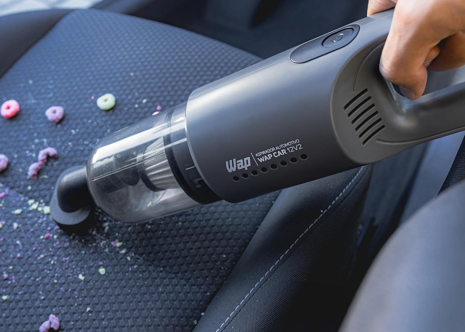 WAP Aspirador de Pó Automotivo Car 12V2, Portátil, 420ml, com Recipiente Removível e Filtro Lavável, 180W 12VDC