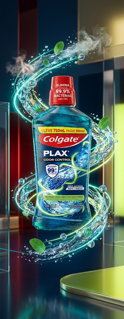 Colgate Plax Odor Control Enxaguante Bucal Sem Álcool, 750ml