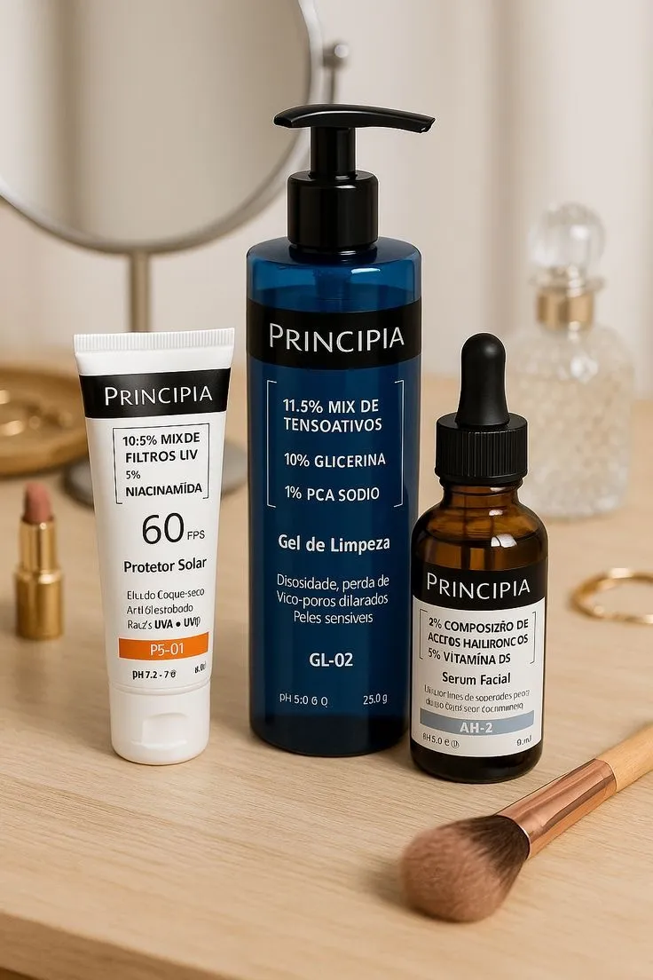 Kit Principia para Rotina de Skincare Pele Sensível com Protetor Solar FPS 60