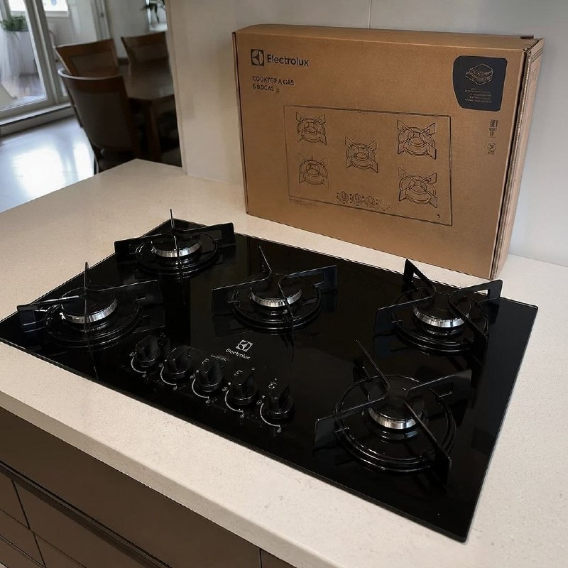 Cooktop 5 Bocas a Gás Electrolux Mesa de Vidro Efficient Grade de Aço Fosco (KE5GR) Bivolt