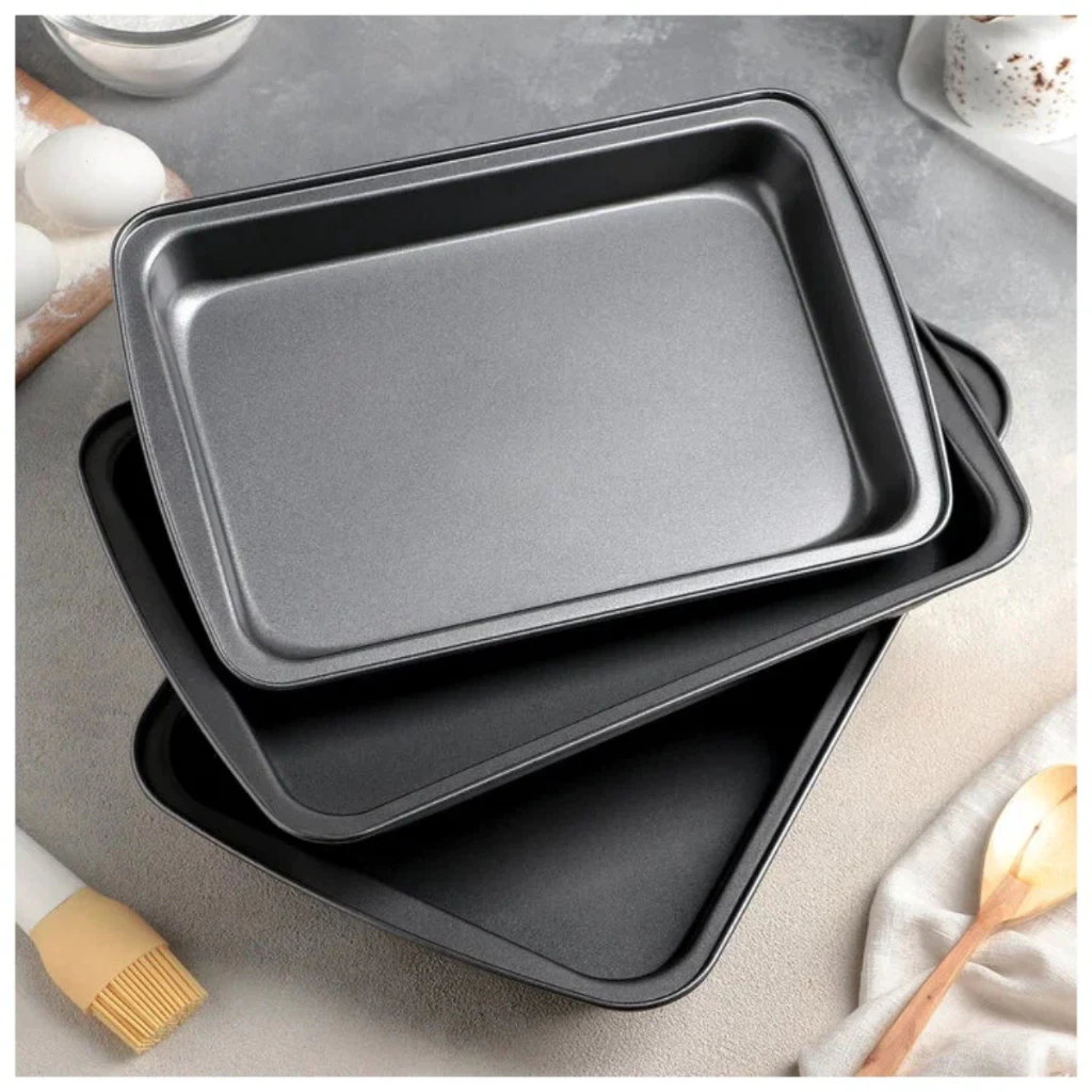 Kit 3 Formas Assadeira 32 37 e 42cm Retangular Antiaderente Grande Aço Carbono Bolo Lasanha Assados | Shopee Brasil