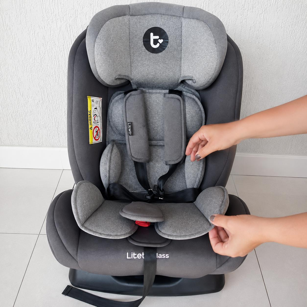 Cadeirinha Infantil Para Carro Mass Litet 0 A 36kg Preta E Cinza Com 13 Ajustes E 4 Reclínios - BB458