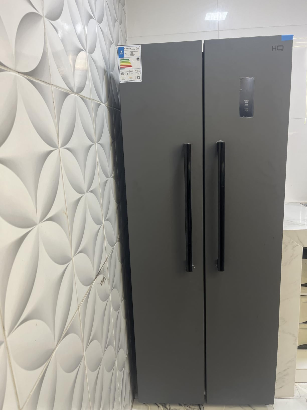 Geladeira Refrigerador HQ Frost Free Side By Side 460 Litros Cinza HQ-460SBSFF (127V)
