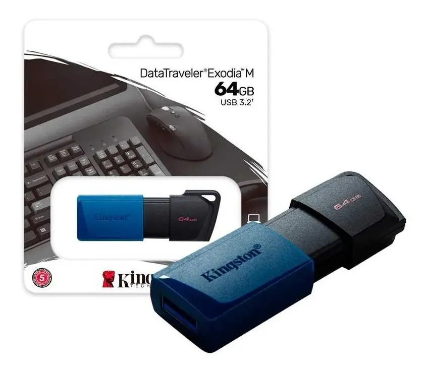 Unidade flash USB Kingston 64 Gb 3.2 Exodia M preta azul cor preta