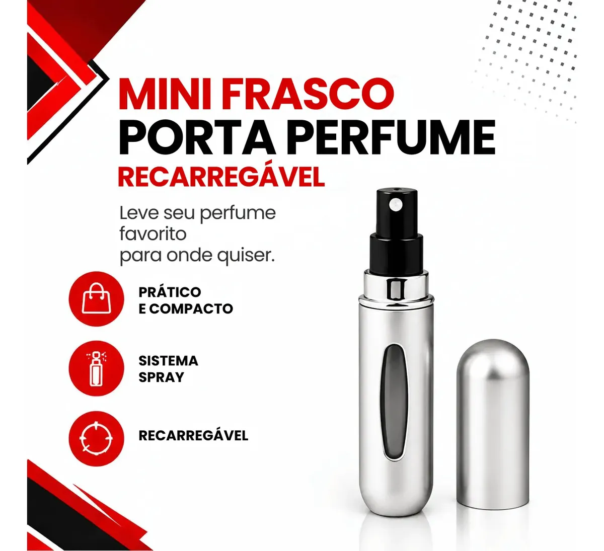 Porta Perfume Borrifador Portátil 5ml Recarregável